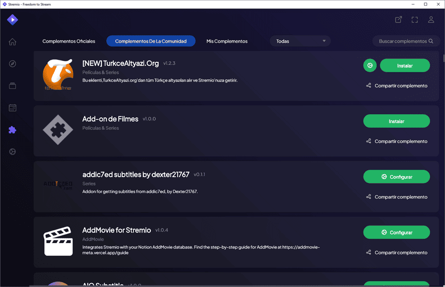 Cómo instalar complementos oficiales y de la comunidad en Stremio 5 complementos comunidad